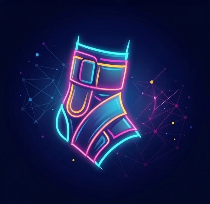 Neon illustration of an ankle brace
