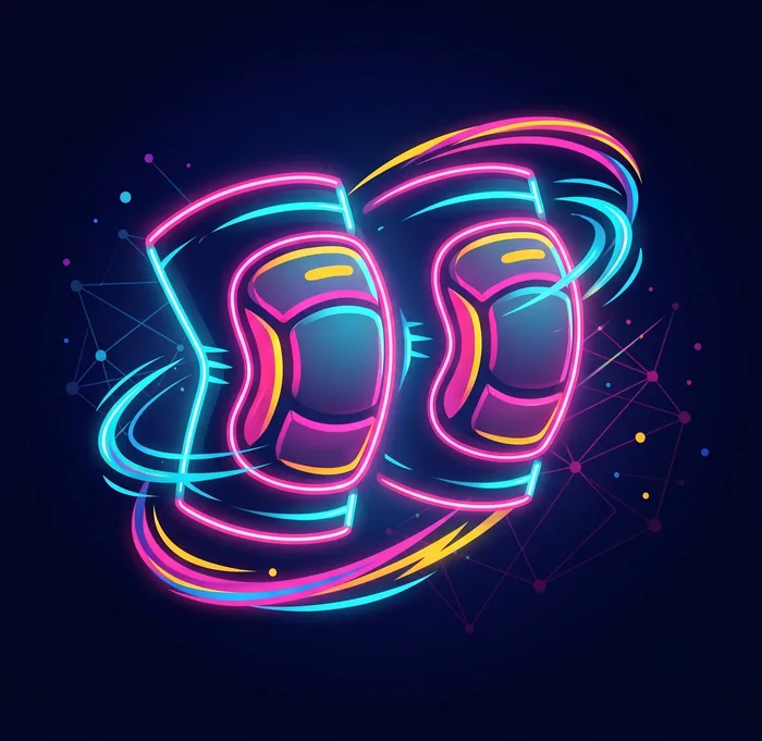Neon illustration of volleyball knee pads