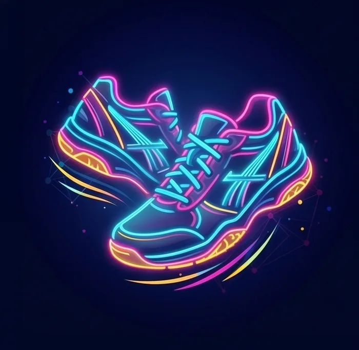 Neon illustration of court shoes