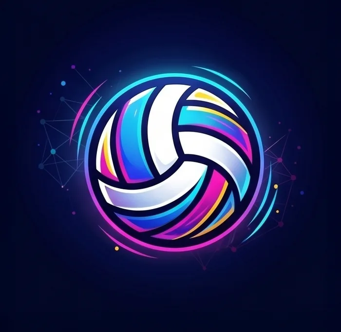 Neon illustration of a volleyball